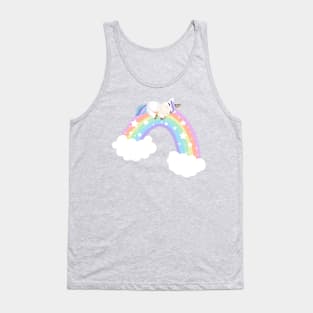 Cute unicorn laid on a rainbow Tank Top